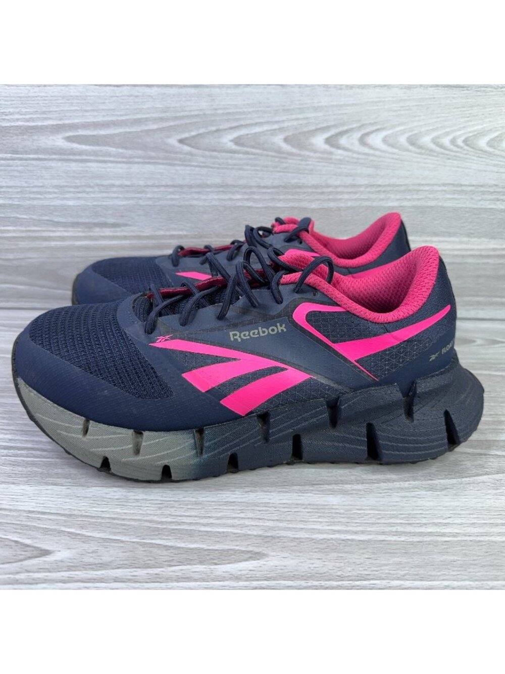 Reebok FloatZig Work Shoes Womens 7.5 M Blue Pink Composite Toe Sneakers RB309